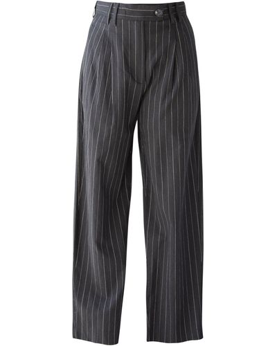 Le Réussi Power Pinned Stripes Pants - Gray