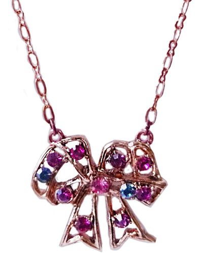 Nadia Minkoff Vintage Mini Bow Necklace Rose Gold - Multicolour