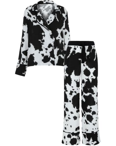 Selia Richwood Cow Pajama Set - Black