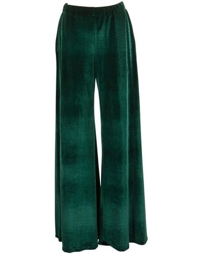 Jennafer Grace Emerald Velvet Palazzo Pant With Pockets - Green