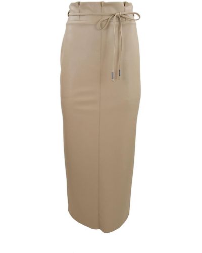Theo the Label Neutrals Hera V-leather Skirt - Natural