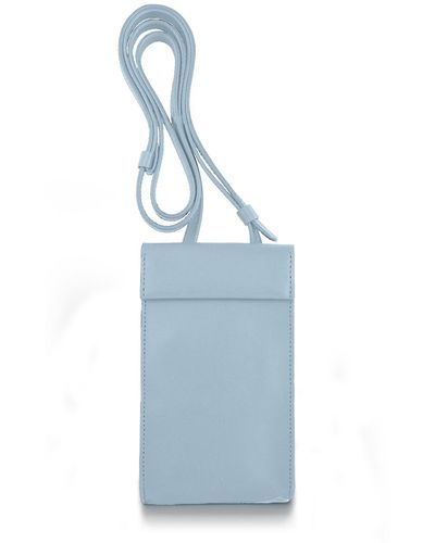 godi. Handmade Adjustable Leather Phone Bag With Pocket - Blue