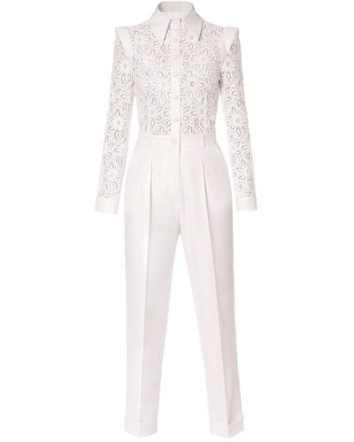 AGGI Aylin Aesthetic Lace Top Jumpsuit - White