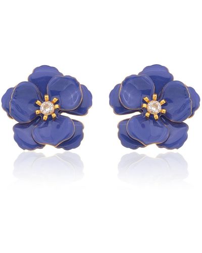 Milou Jewelry Very Peri Viola Flower Earrings - Multicolor