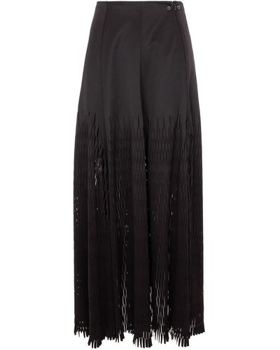 Silvia Serban Long Laser Cut Panelled Skirt - Black