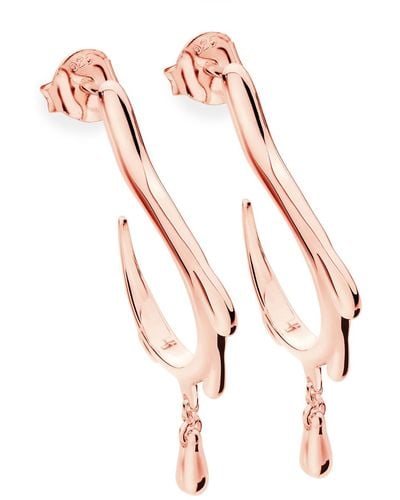 Lucy Quartermaine Dripping Hoop Earrings In Vermeil - Pink