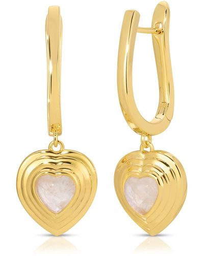 Glamrocks Jewelry Heart Of Stone Hoop Earrings - Metallic