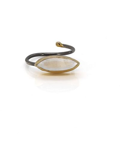 Ebru Jewelry Good Fortune Moon Stone Ring - White
