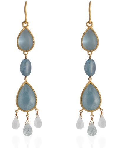 Emma Chapman Jewels Lola Aquamarine Teardrop Earrings - Blue