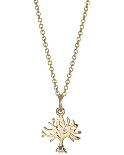 Lily Charmed Solid Tree Necklace With Sapphire - Metallic