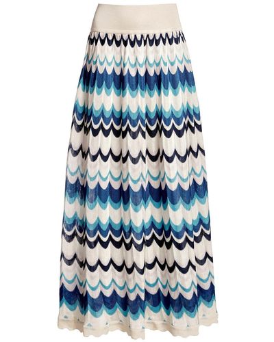 Rumour London Tahiti Wavy Striped Maxi Skirt - Blue