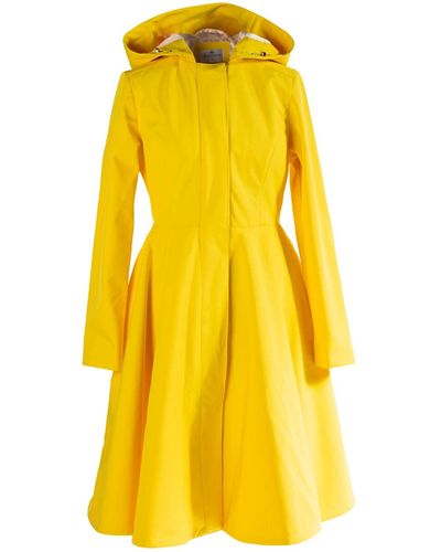 RainSisters Fitted & Flared Yellow Raincoat In Yellow Sun