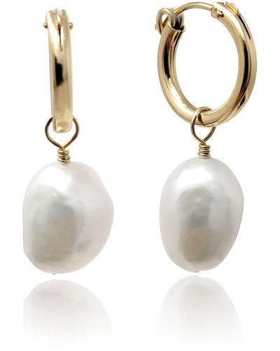 Kiri & Belle Sia Filled Baroque Pearl Hoop Earrings - White