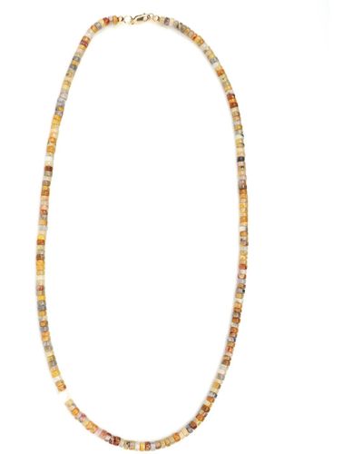 Shar Oke Yellow Jasper & Freshwater Pearl Beaded Necklace - Metallic