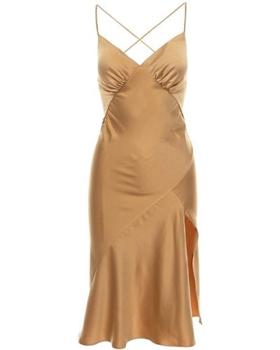 ROSERRY Seville Midi Dress In Gold - Natural
