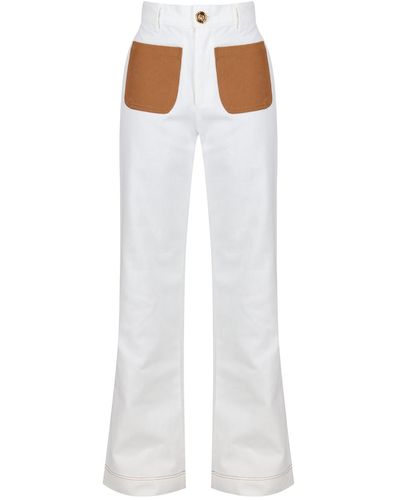 Storm Label Neutrals Dual Cream & Brown Jeans - White