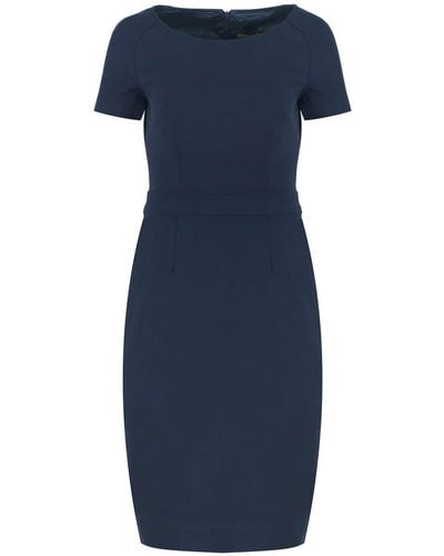 Conquista Fitted Navy Cap Sleeve Dress Punto - Blue