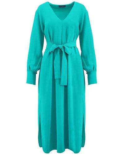 Framboise Althea Midi Silk Dress - Blue