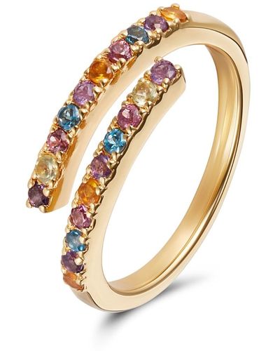 Kaizarin Open Multi-colour Ring In Yellow With Semi Precious Stones - Metallic