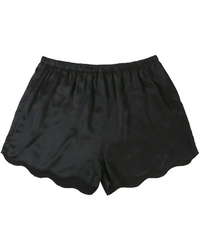 Soft Strokes Silk Pure Silk Scallop Edged Shorts - Black