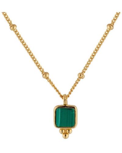 Bermuda Watch Company Annie Apple Dulcie Sterling Silver, Gold Vermeil, Green Malachite Pendant Beaded Necklace - Metallic