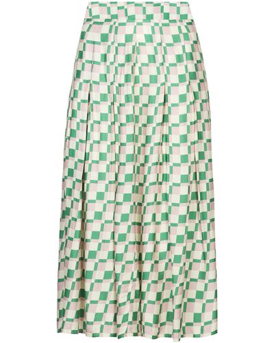 Mirla Beane Pink/green Checkerboard Midi Skirt
