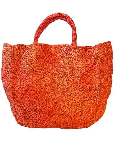 Zanatany Concepts Nico- Orange Tote Bag - Red