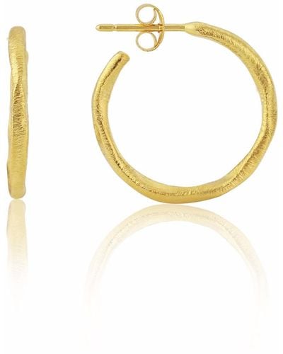 Auree Yellow Gold Plated Olivera Piccolo Hoop Earrings - Metallic