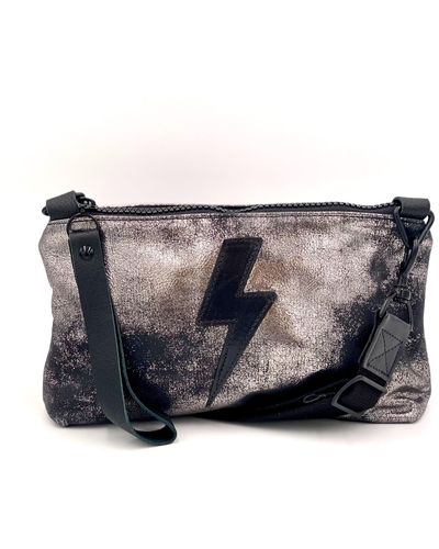 Lynn Tallerico Nancy Crossbody Bag In Distressed Metallic Black