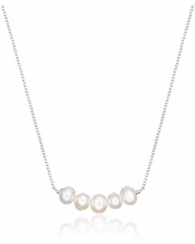 Lily & Roo Pearl Lariat Necklace - Metallic