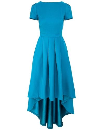 ROSERRY New York Classic Asymmetrical Dress With Pockets In Turquoise - Blue