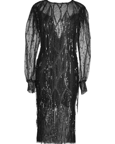 Angelika Jozefczyk Shiny Fringed Dress - Black