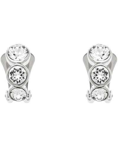 Emma Holland Jewellery Platinum & Crystal Semi Hoop Clip Earrings - Metallic