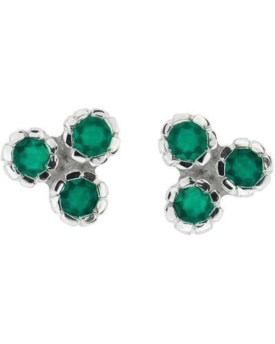 Charlotte's Web Jewellery Threeni Silver Stud Earrings - Green