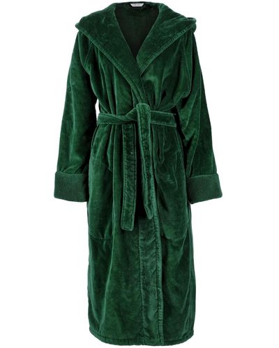 Pasithea Sleep S Organic Cotton Hooded Robe In Emerald - Green