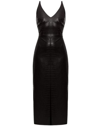 UNDRESS Calista Vegan Leather Midi Cocktail Dress - Black