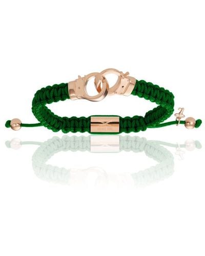 Double Bone Bracelets Pink Gold Hand-cuff With Military Polyester Bracelet - Green