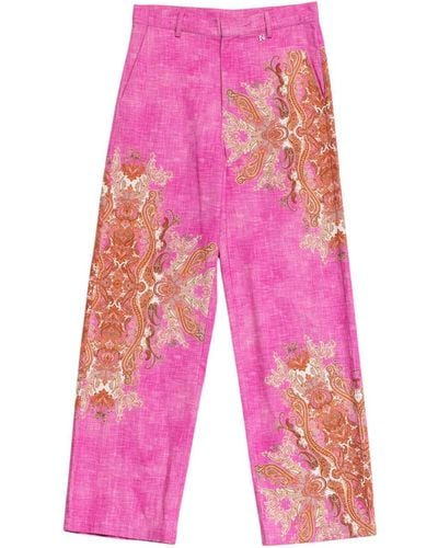 Niza Wide Trousers And Positional Print - Pink