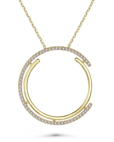 Genevive Jewelry Gold Plated With Cubic Zirconia Concentric Eternity Pendant Necklace In Sterling Silver - Metallic