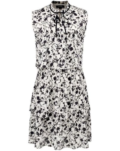 Smart and Joy Short Dress With Ruffles And Floral Print - Black