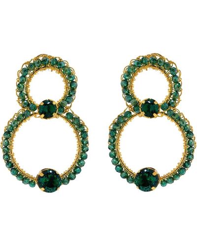 Lavish by Tricia Milaneze Emerald Prisma Open Double Handmade Crochet Earrings - Green