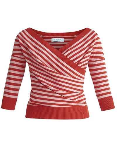 Paisie Knitted Wrap Top - Red