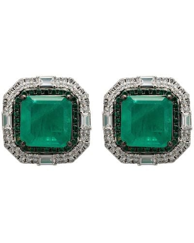 LÁTELITA London Madeleine Colombian Emerald Large Stud Earrings Silver - Green