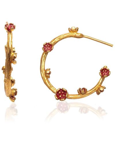 Milou Jewelry Small Flower Hoop Earrings - Red