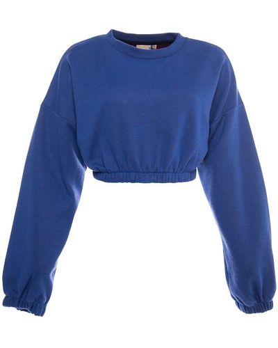Bee & Alpaca Fresh Crop Top Sweatshirt - Blue