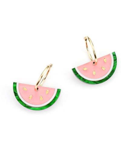 By Chavelli Watermelon Slice Hoop Earrings - Green