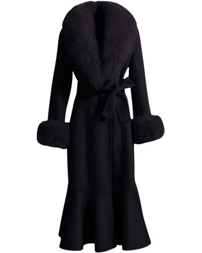 Hortons England Westminster Cashmere Peplum Coat - Black