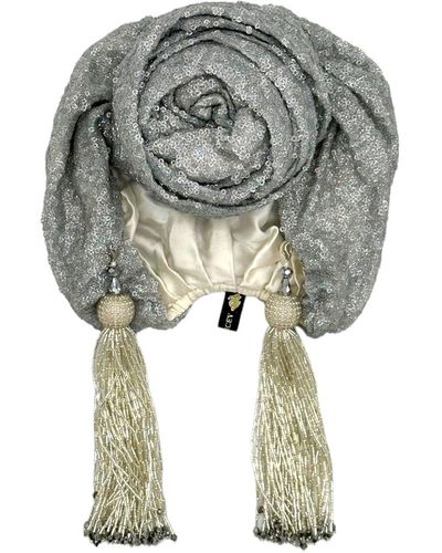 Julia Clancey Edith Glitz Luxe Reversible Turban - Grey