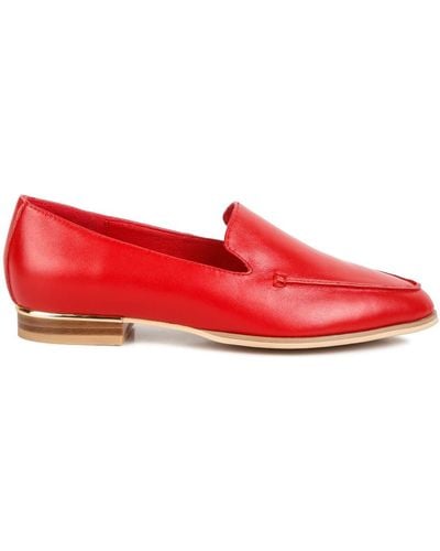 Rag & Co Richelli Metallic Sling Detail Loafers In - Red