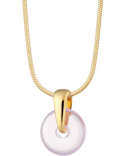 Lily Charmed Gold Plated Purple Spinning Disc Necklace - Metallic
